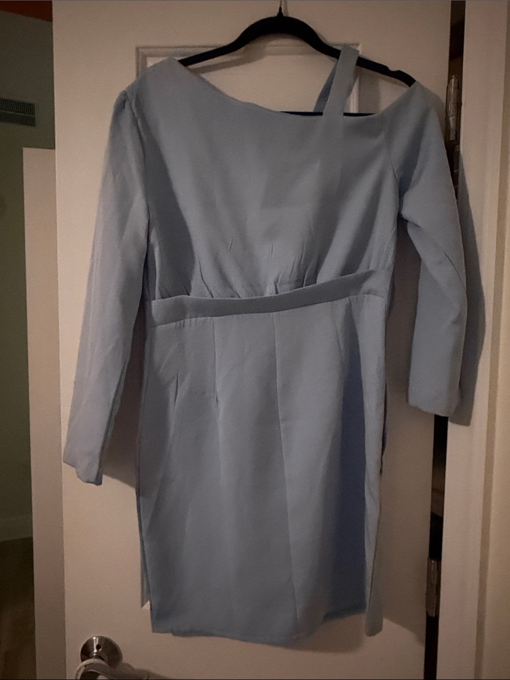 Classic One-Shoulder Light Blue Sheath Dress